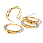 Gold color / 1 Piece Ins Style Round Stainless Steel  Gold Color Bangles Picture3